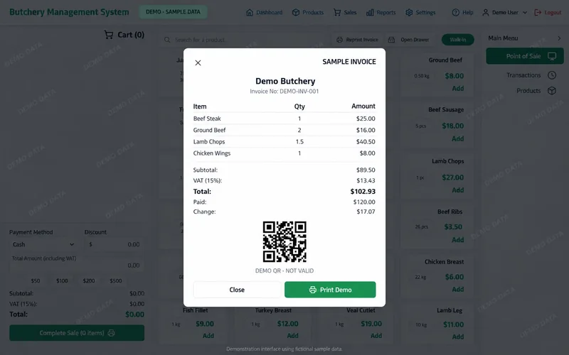 Tax invoice with a QR code